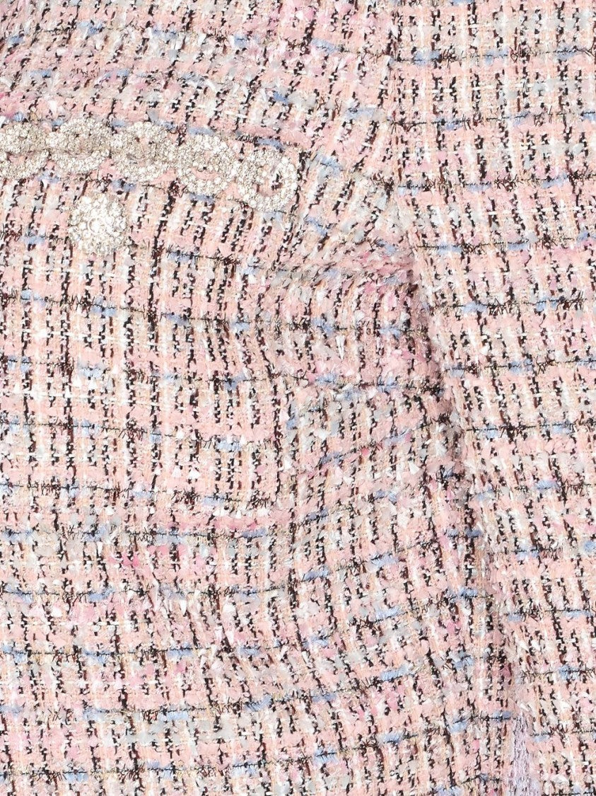 Self-Portrait Cropped Textured Tweed Jacket With Plush Cuffs