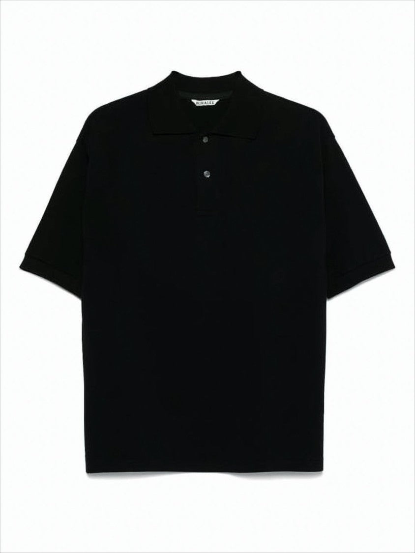 Auralee Black Polo Shirt With Classic Collar