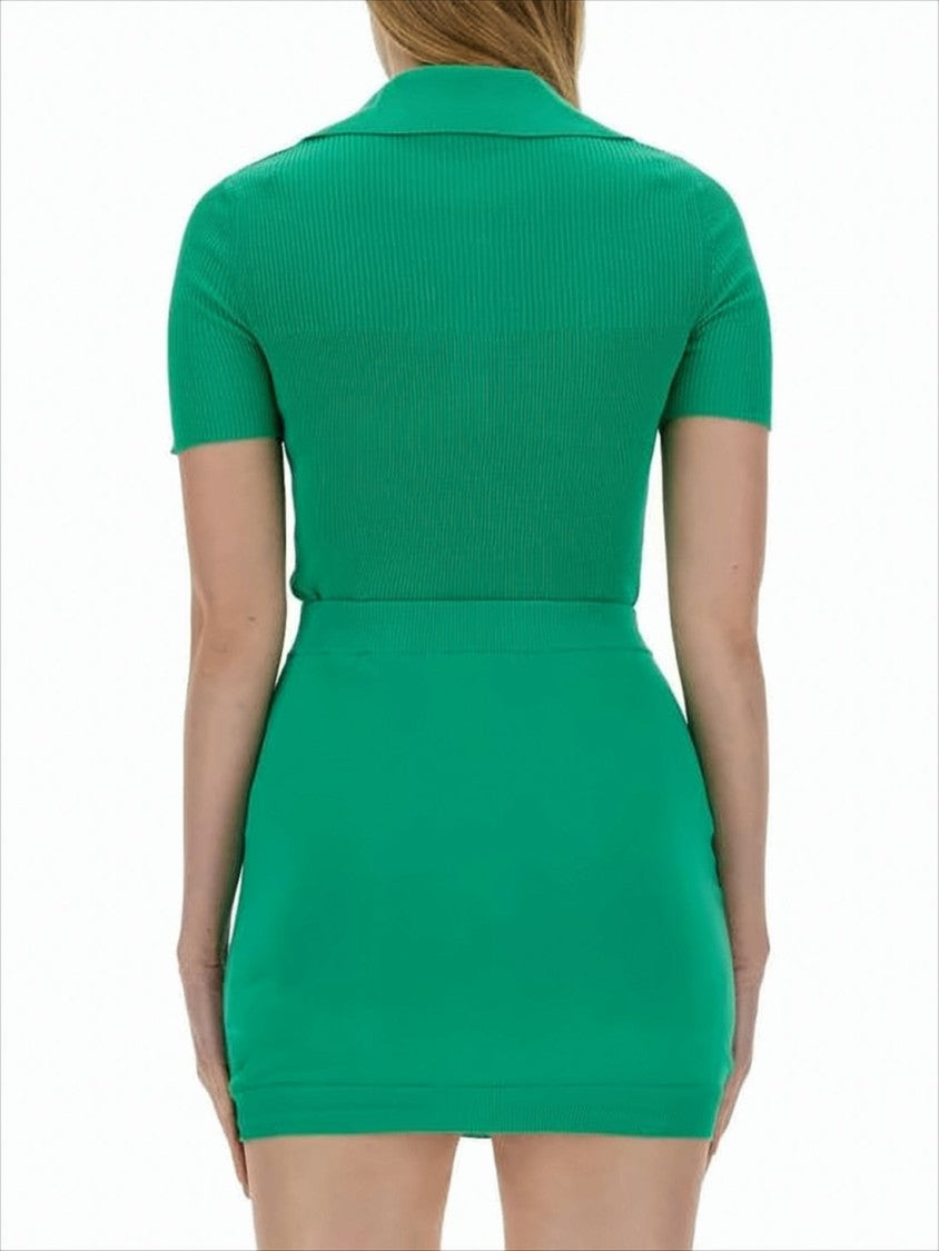 Vivienne Westwood Deep V-Neck Fitted Sweater With Ribbed Texture