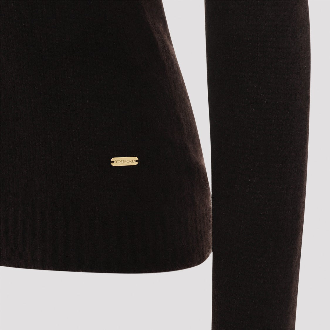 Tom Ford Seamless V-Neck Brown Cashmere-Silk Top