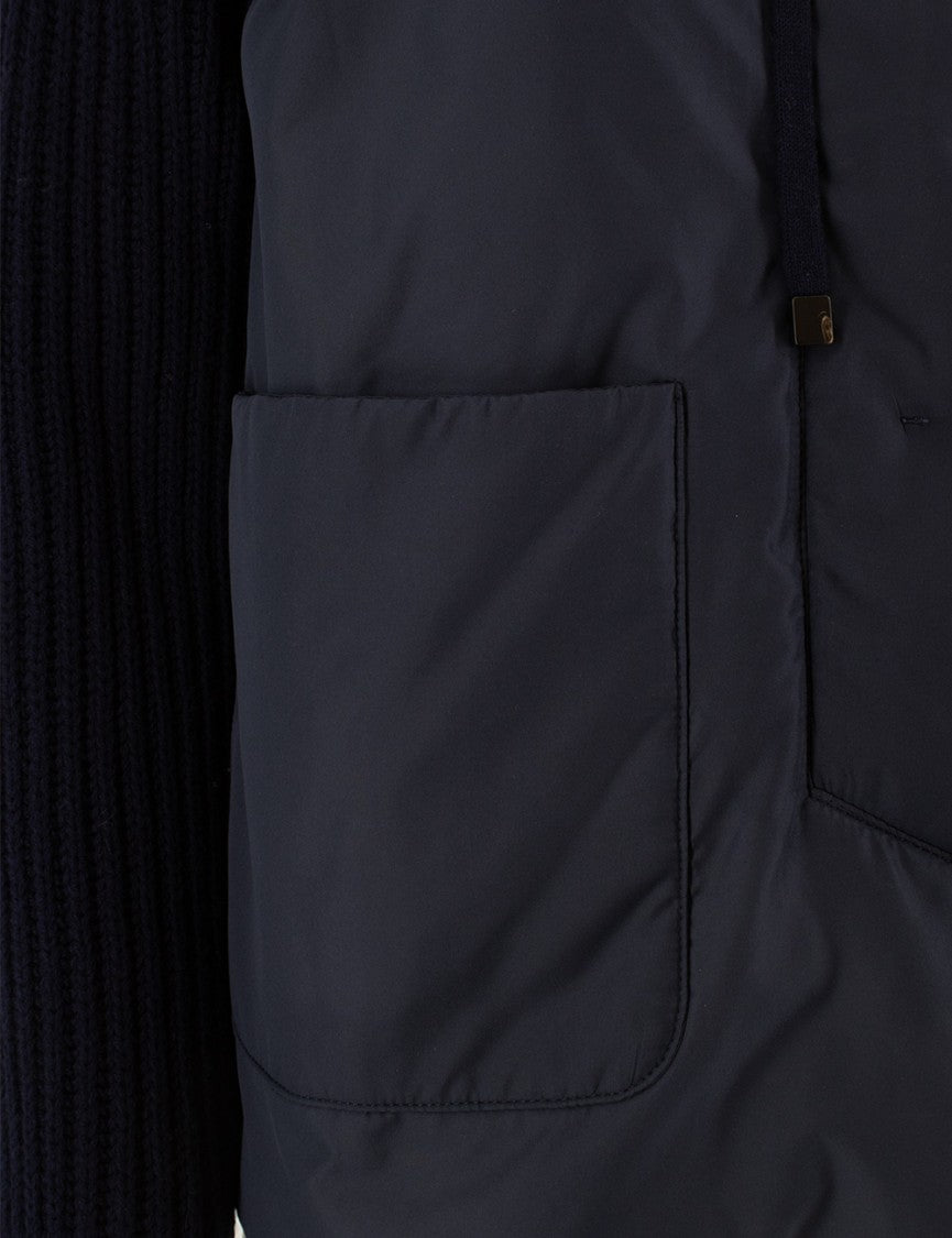 Le Tricot Perugia Cropped Blue Padded Jacket