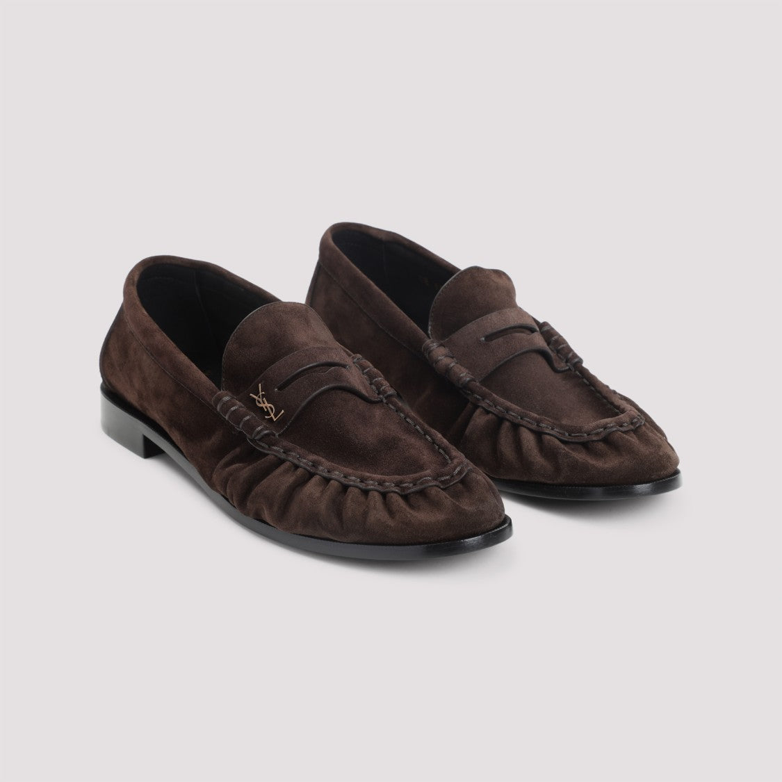 Saint Laurent Le Brown Suede Leather Loafers