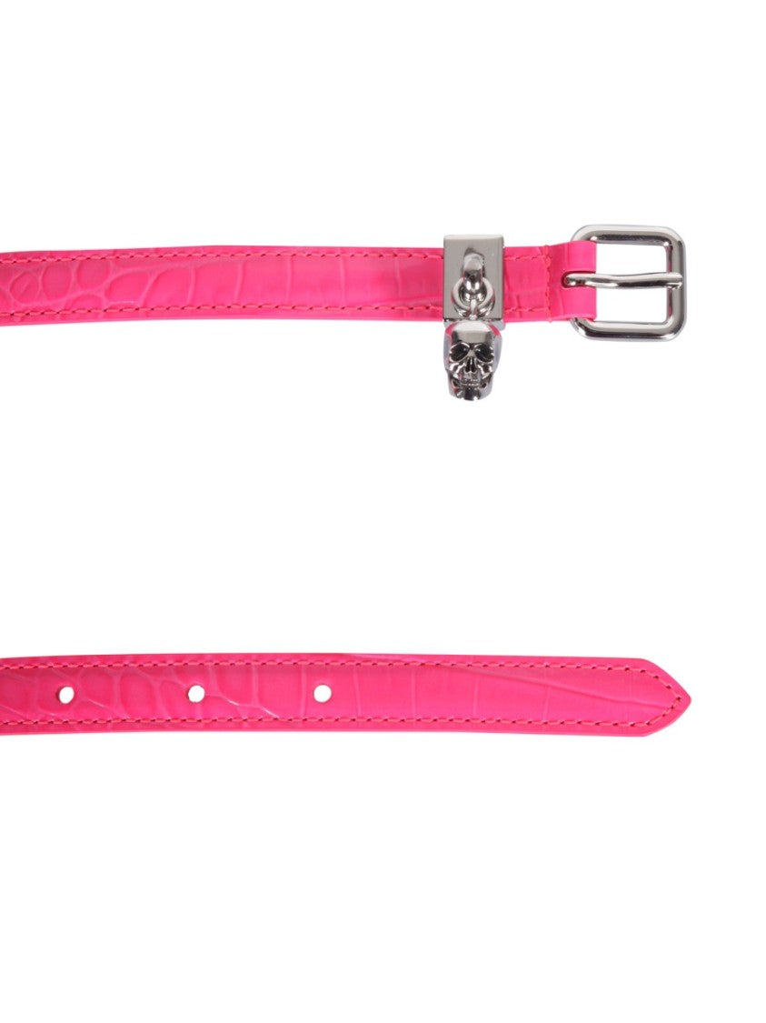 Alexander Mcqueen Double Belt With Skull And Pavè