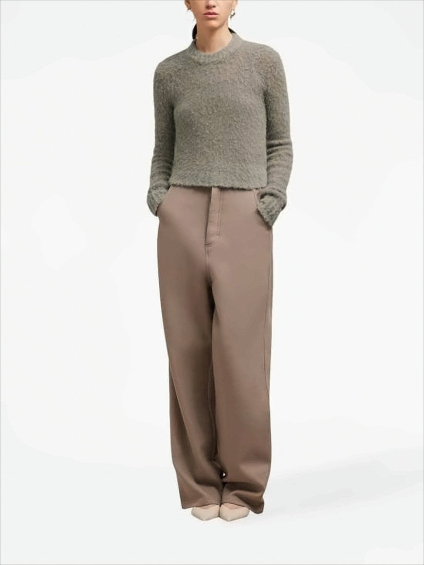Ami Cropped Sweater With Fuzzy Texture