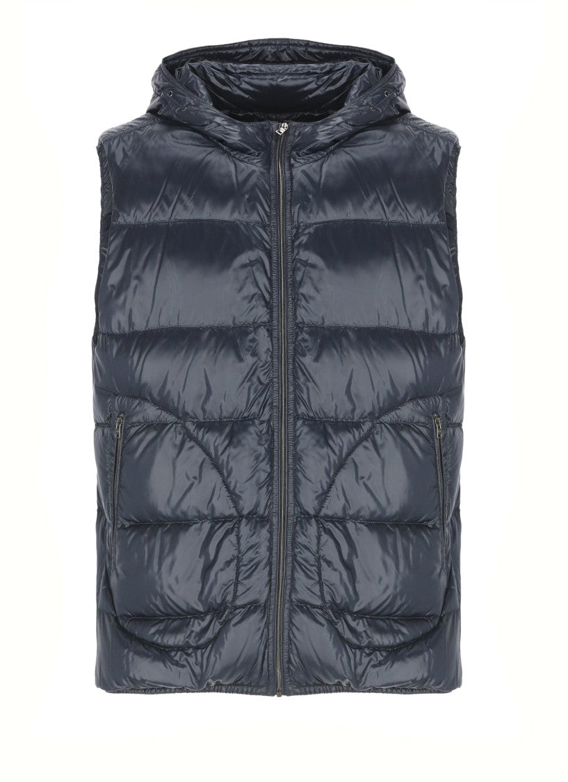 Herno Contemporary Quilted Vest With Adjustable Hood