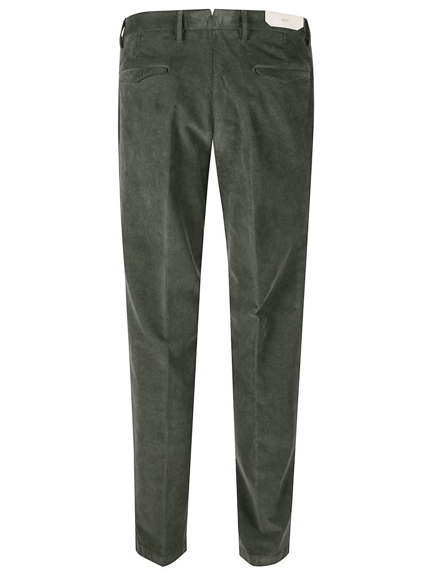 Briglia Tailored Fit Straight Leg Trousers In Soft Velvet Green