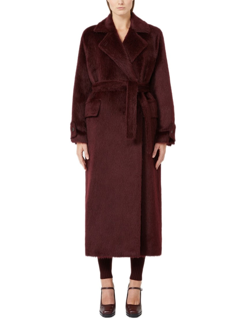 Max Mara Burgundy Long Coat With Tailored Silhouette