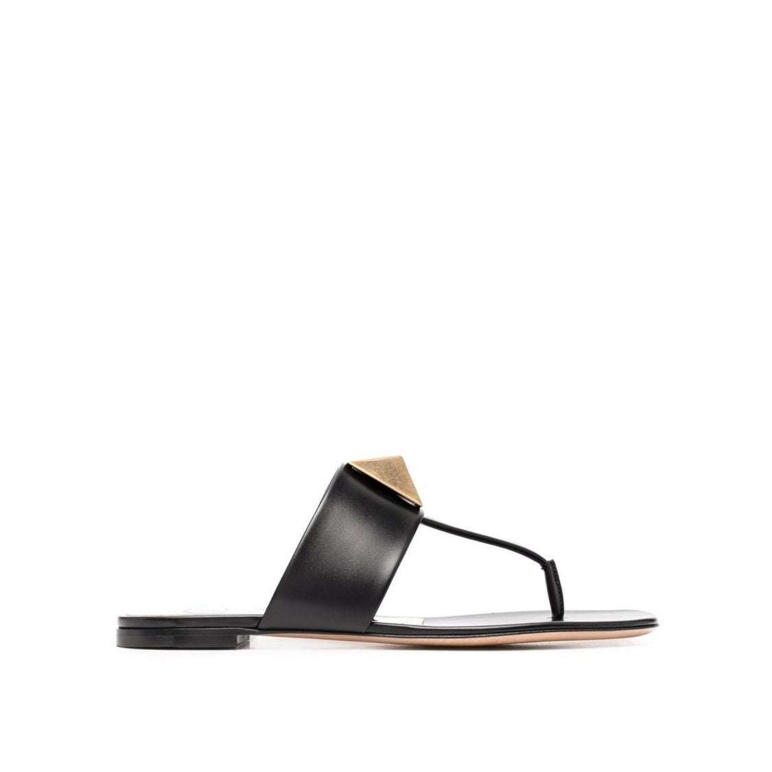 Valentino Garavani Round Toe Leather Sandals With Geometric Stud Detail