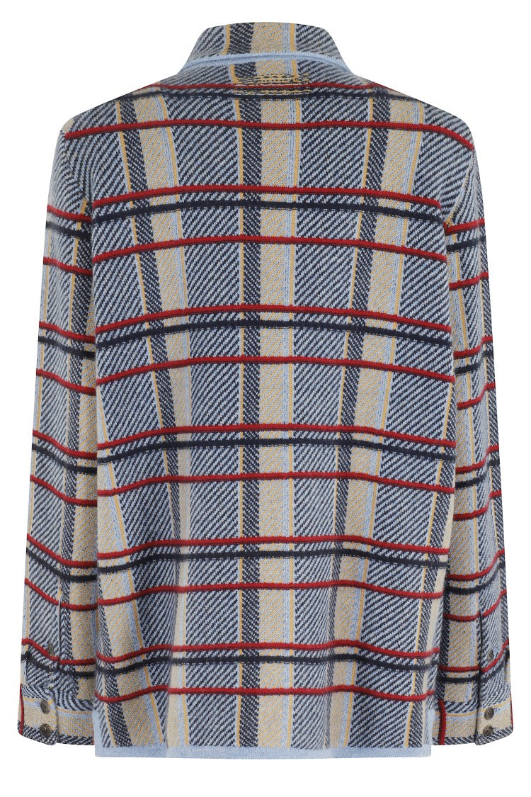 Guest In Residence Heather Blue Plaid Cashmere Work Shirt Jacket