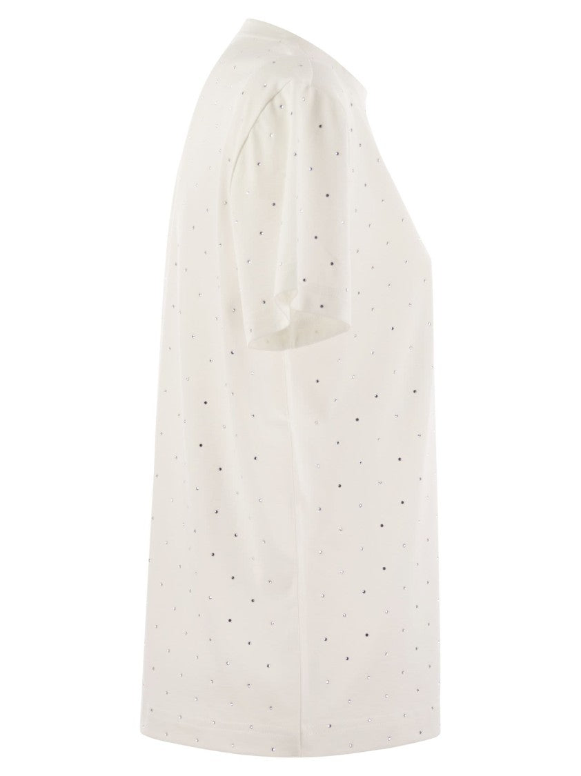 Fabiana Filippi Jersey T-Shirt With All Over Embroidery