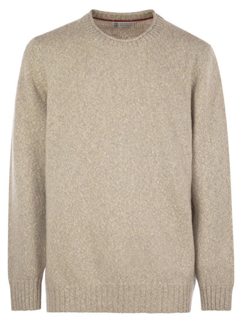 Brunello Cucinelli Crewneck Sweater In Mottled Lambswool