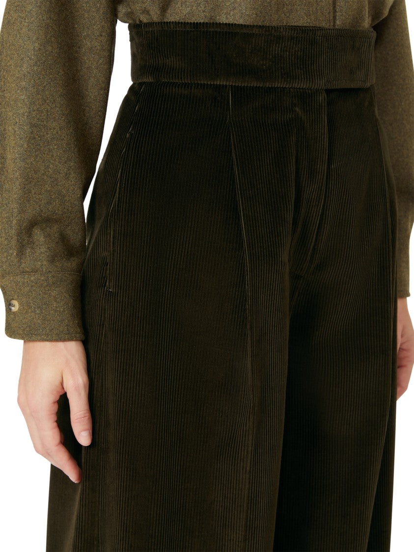 Max Mara Classic Tailored Cotton Trousers With Structured Waistband