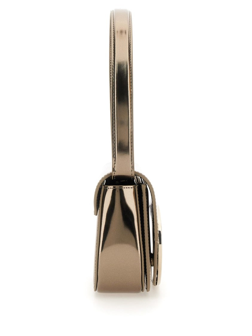 Diesel Metallic Finish Shoulder Bag With Distinctive Oval Logo