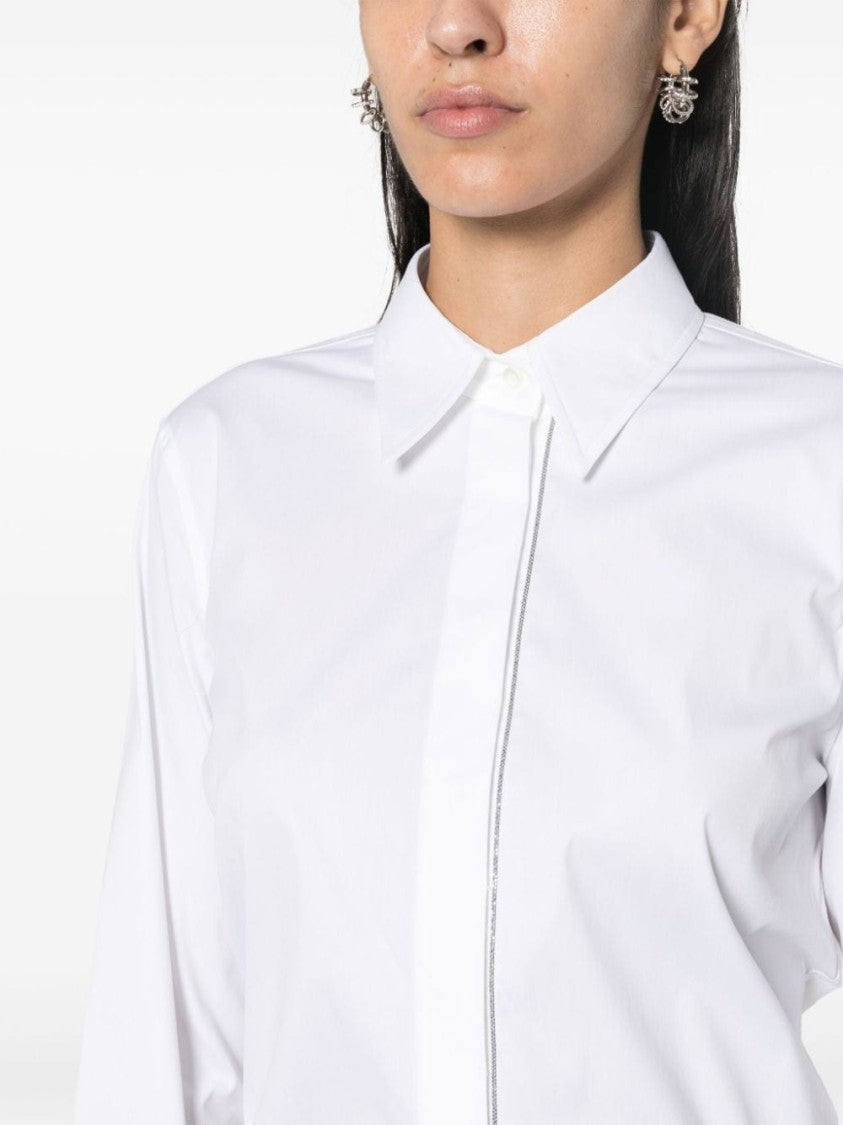 Brunello Cucinelli White Cotton Shirt With Stretch Design