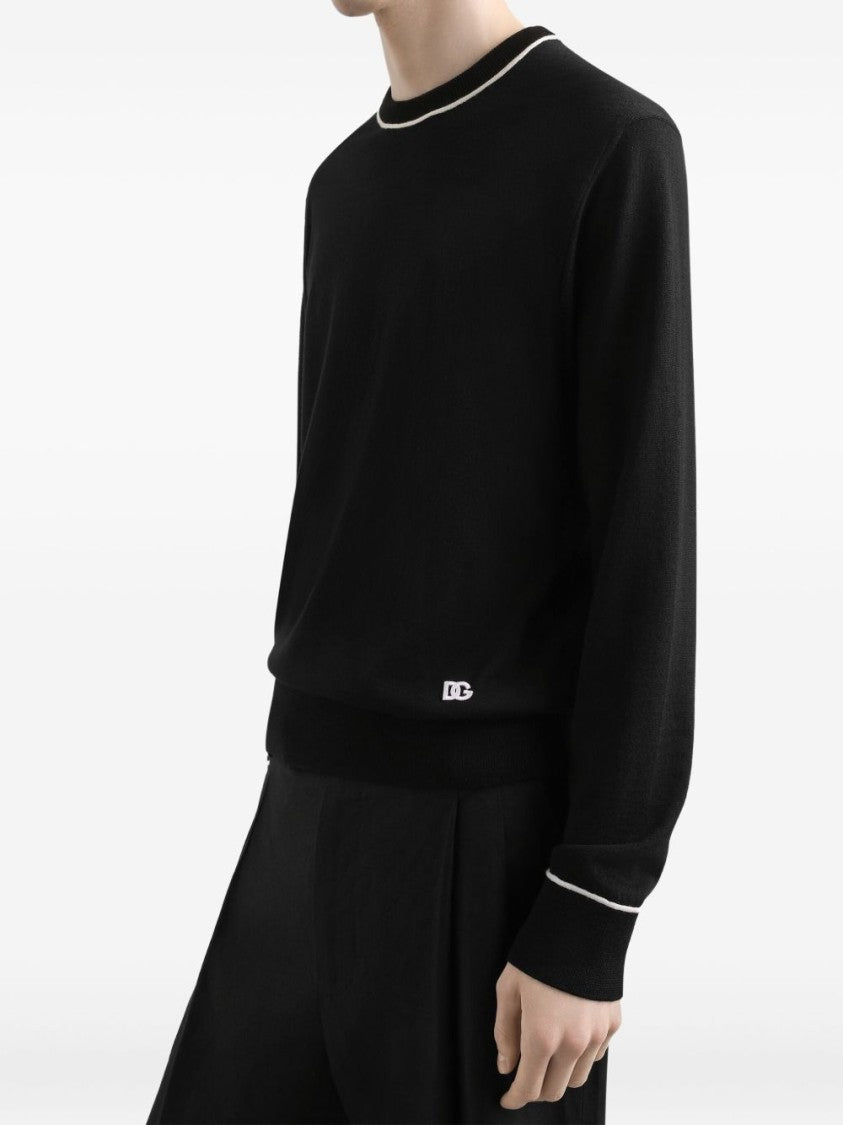 Dolce & Gabbana Crew Neck Black Wool Sweater