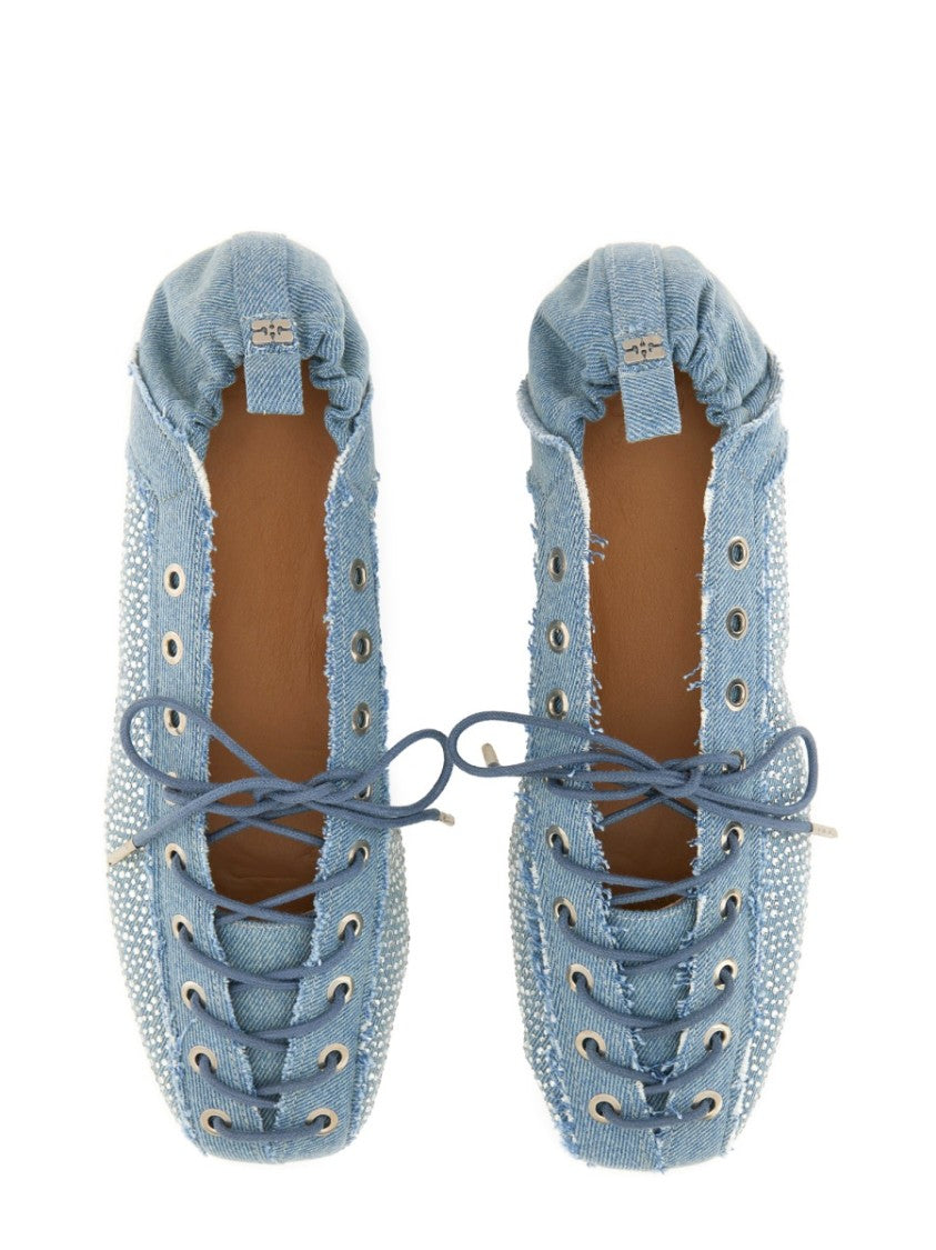 Ganni Lace-Up Ballerina