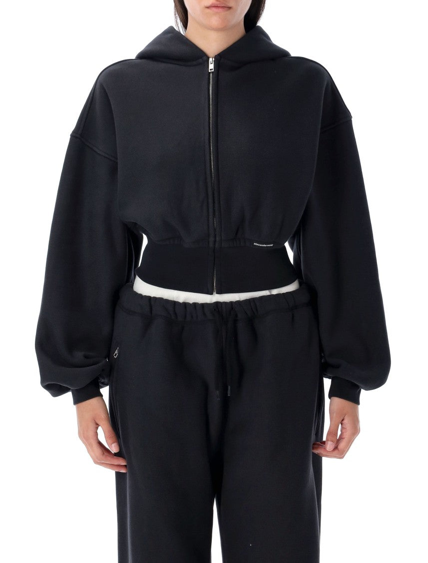 T By Alexander Wang Cropped Zip Up Hoodie