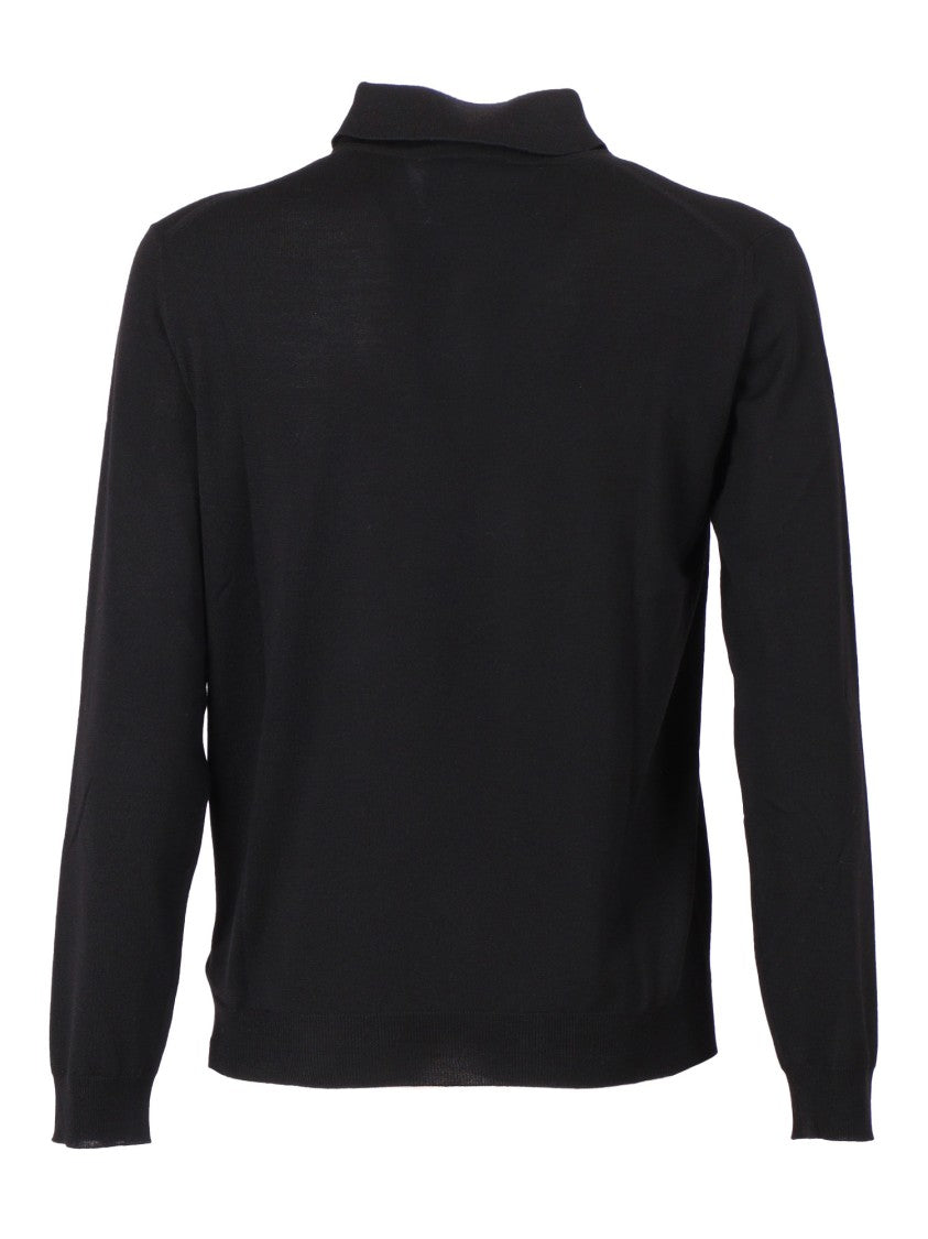 Slowear Zanone Long-Sleeve Polo Shirt In Virgin Wool Blend