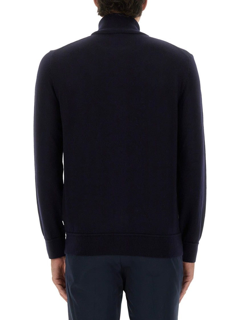 Boss Zip-Up Shirt In Soft Virgin Wool