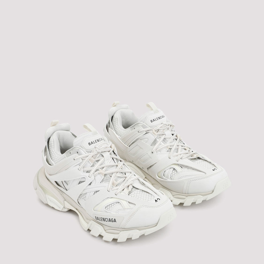 Balenciaga Dynamic White Track Sneakers With Lace-Up Fastening