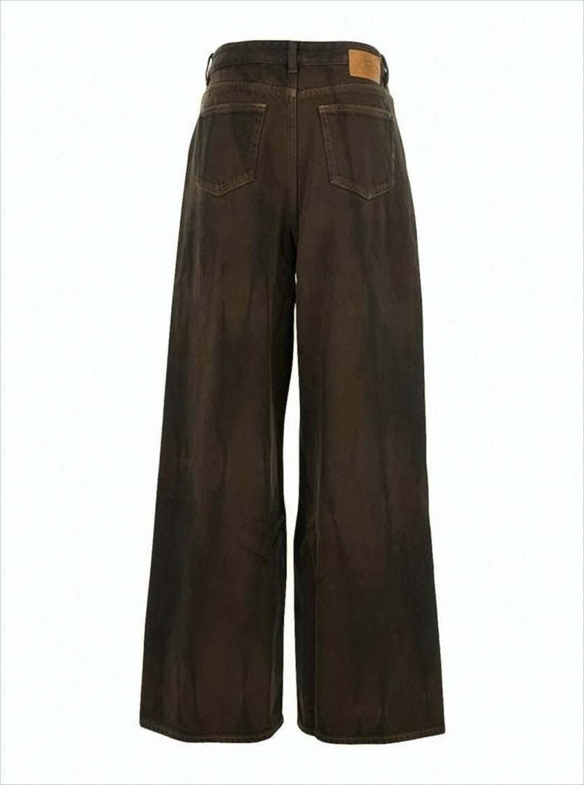 Ganni High-Waisted Wide-Leg Denim Pants With Five-Pocket Design