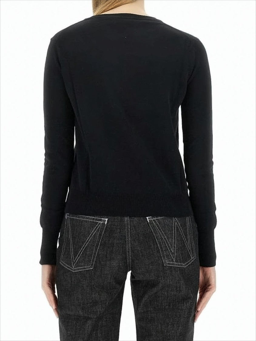 Vivienne Westwood Fitted Black Cashmere-Cotton Blend Sweater With Embroidered Emblem