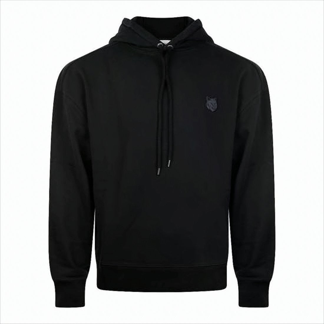 Maison Kitsuné Minimalist Black Hoodie With Embroidered Fox Head