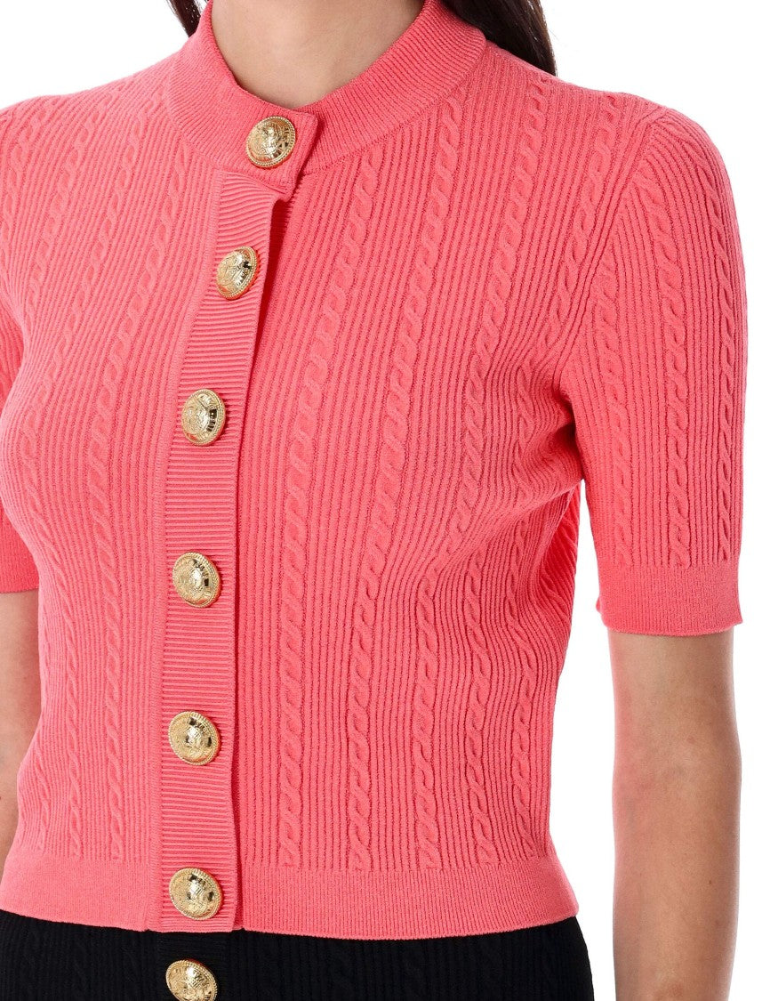 Balmain Ss Buttoned Torsade Knit Cardigan