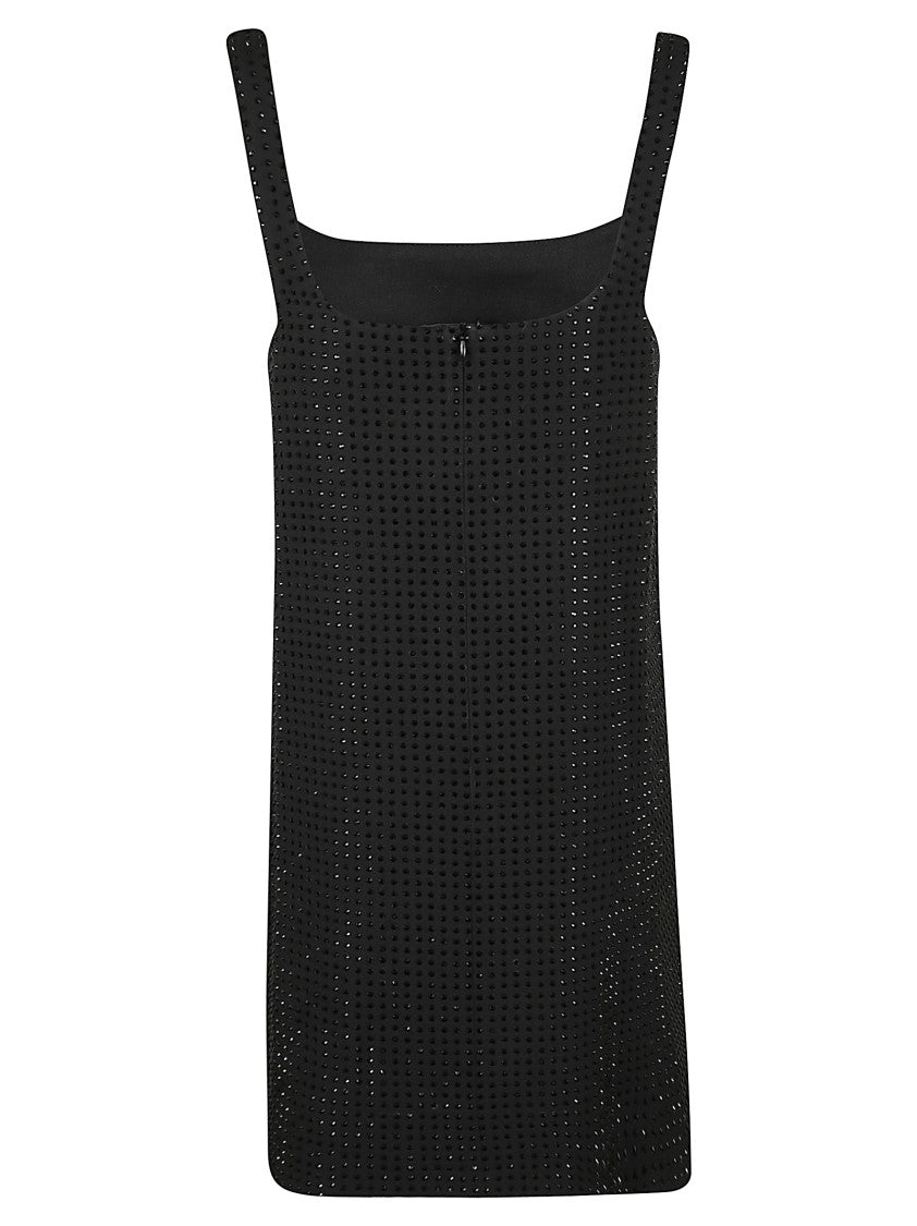 Pinko Sleeveless Black Mini Dress With Intricate Embroidery