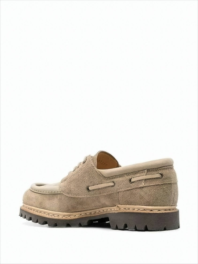 Paraboot Suede Lace-Up Dress Shoes With Moc Toe Design