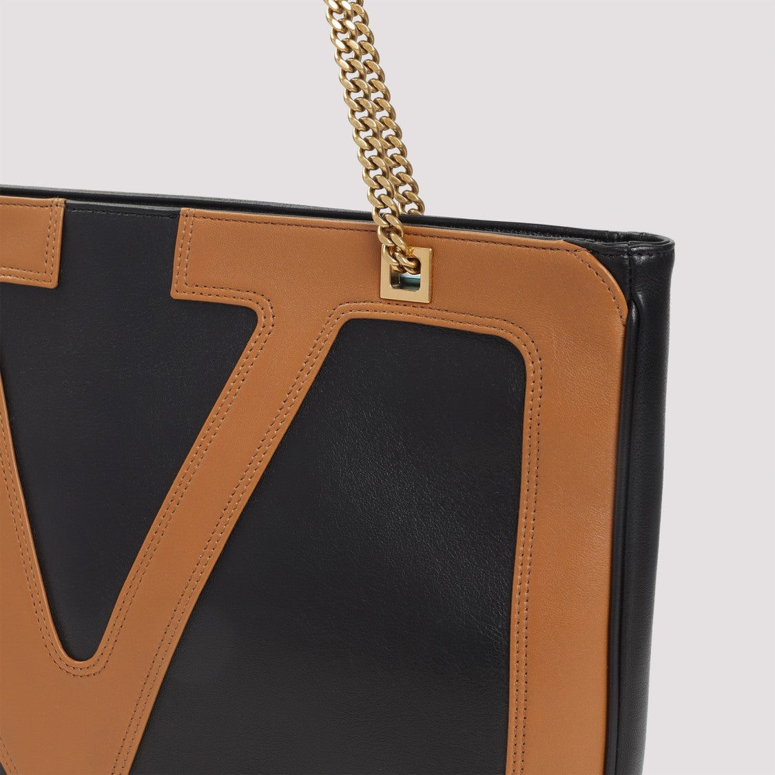 Valentino Garavani Black Lambskin Leather Viva Superstar Medium Tote Bag