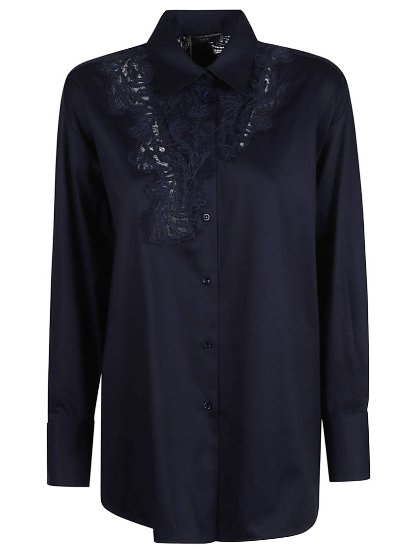 Ermanno Scervino Oversized Black Cotton Shirt