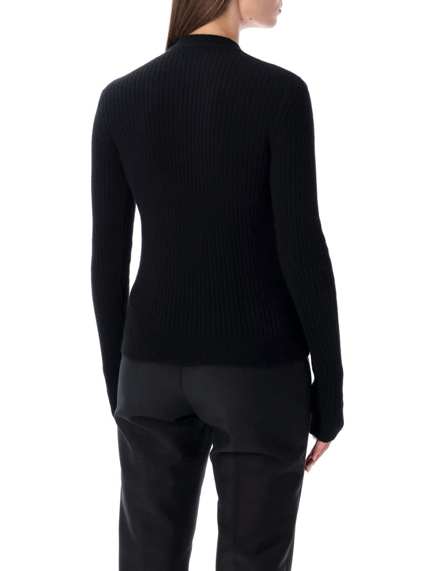 Balmain High Collar Ls Btn Gold Sweater