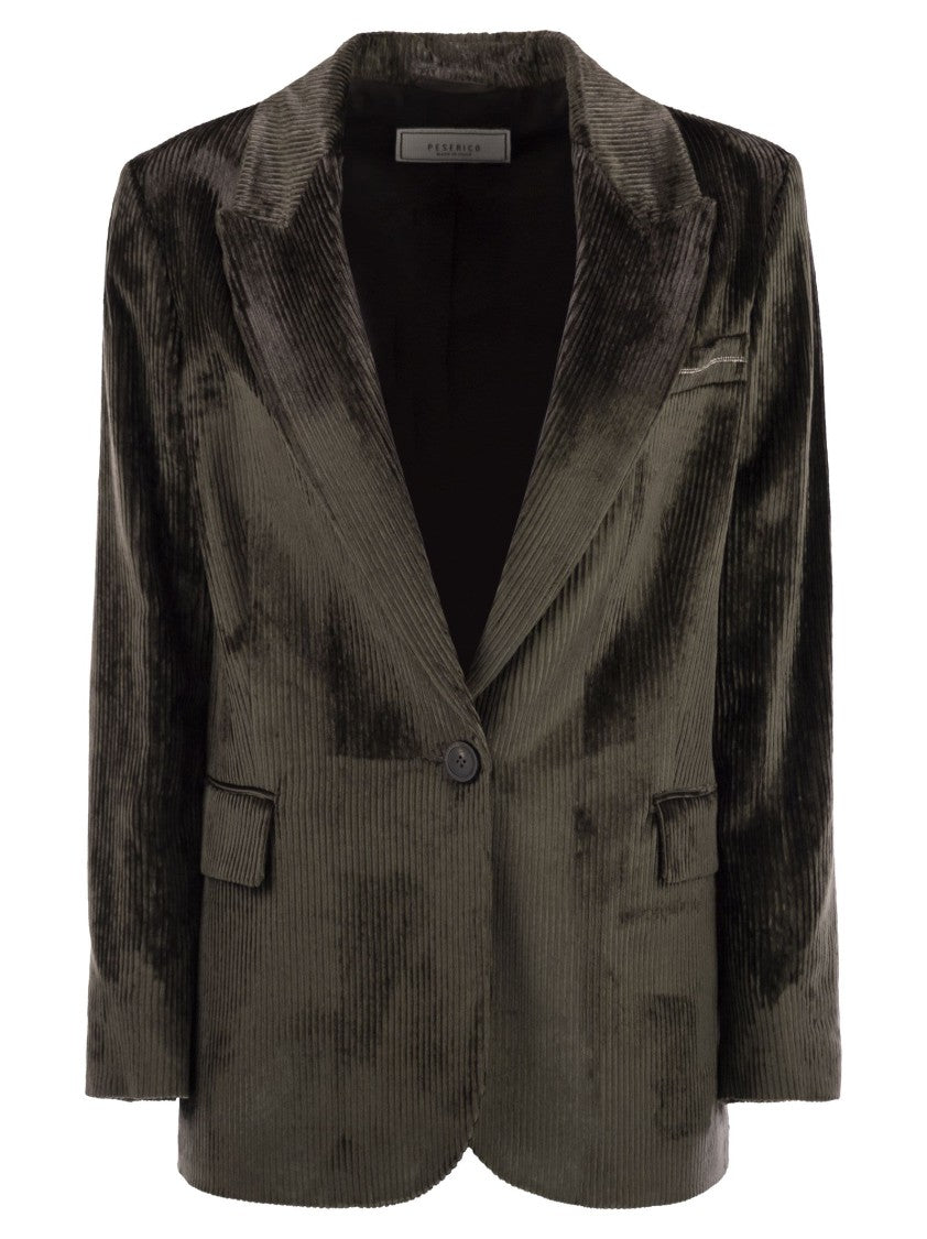 Peserico Velvet Blazer With Thousand Stripes
