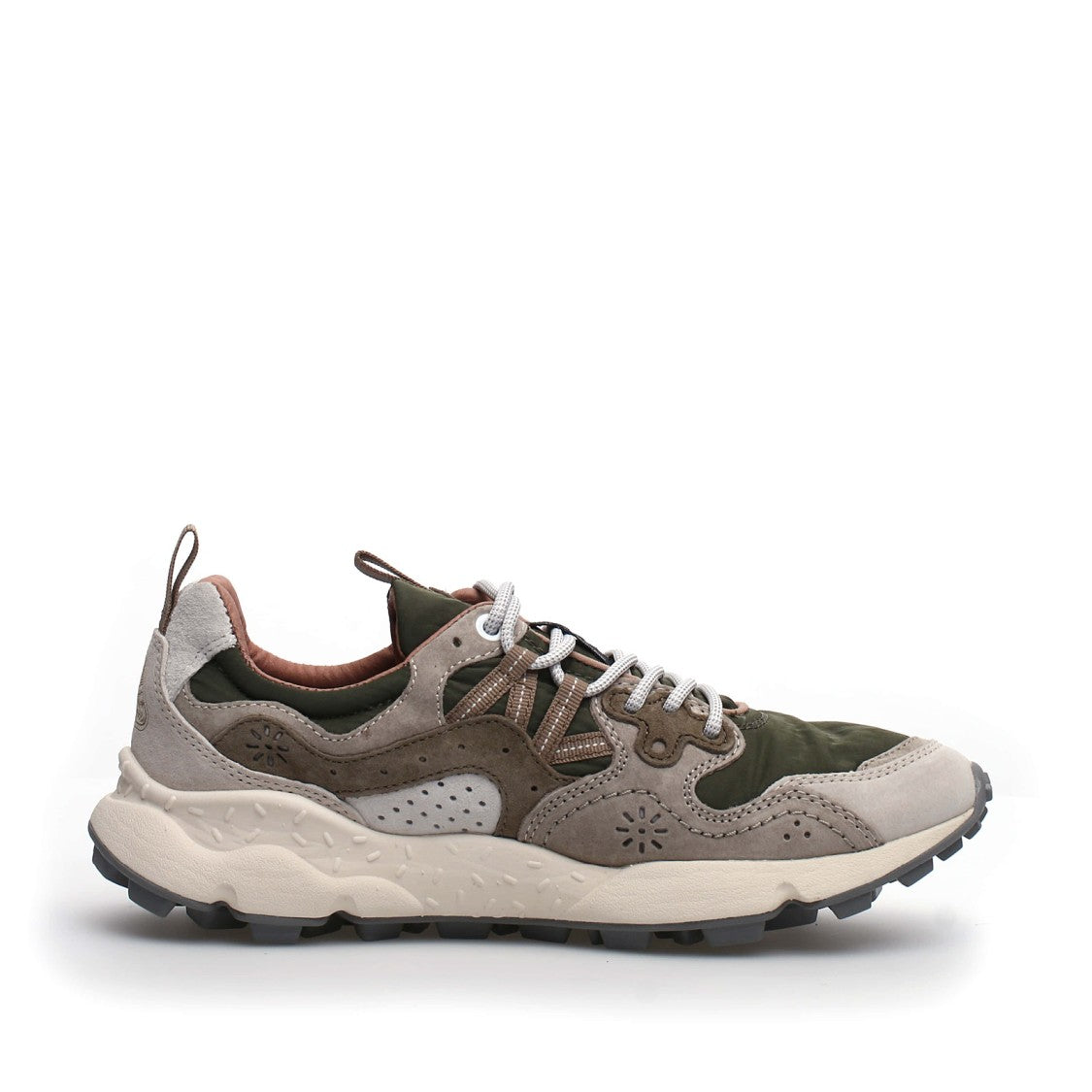 Wilton Yamano Sneakers In Off White/Beige Suede And Military Nylon