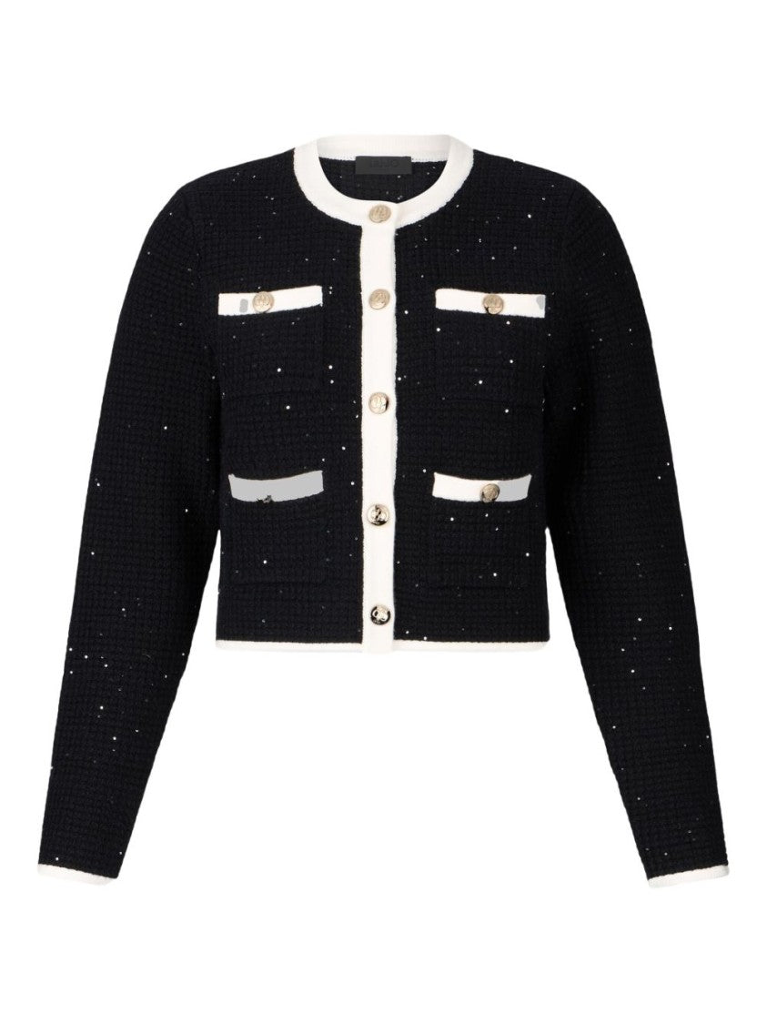 Liu Jo Cropped Black Sweater With Textured Knit