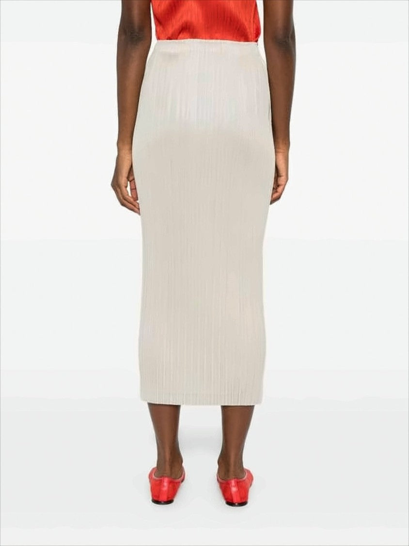 Pleats Please Pleated Midi Skirt With Smooth Waistband