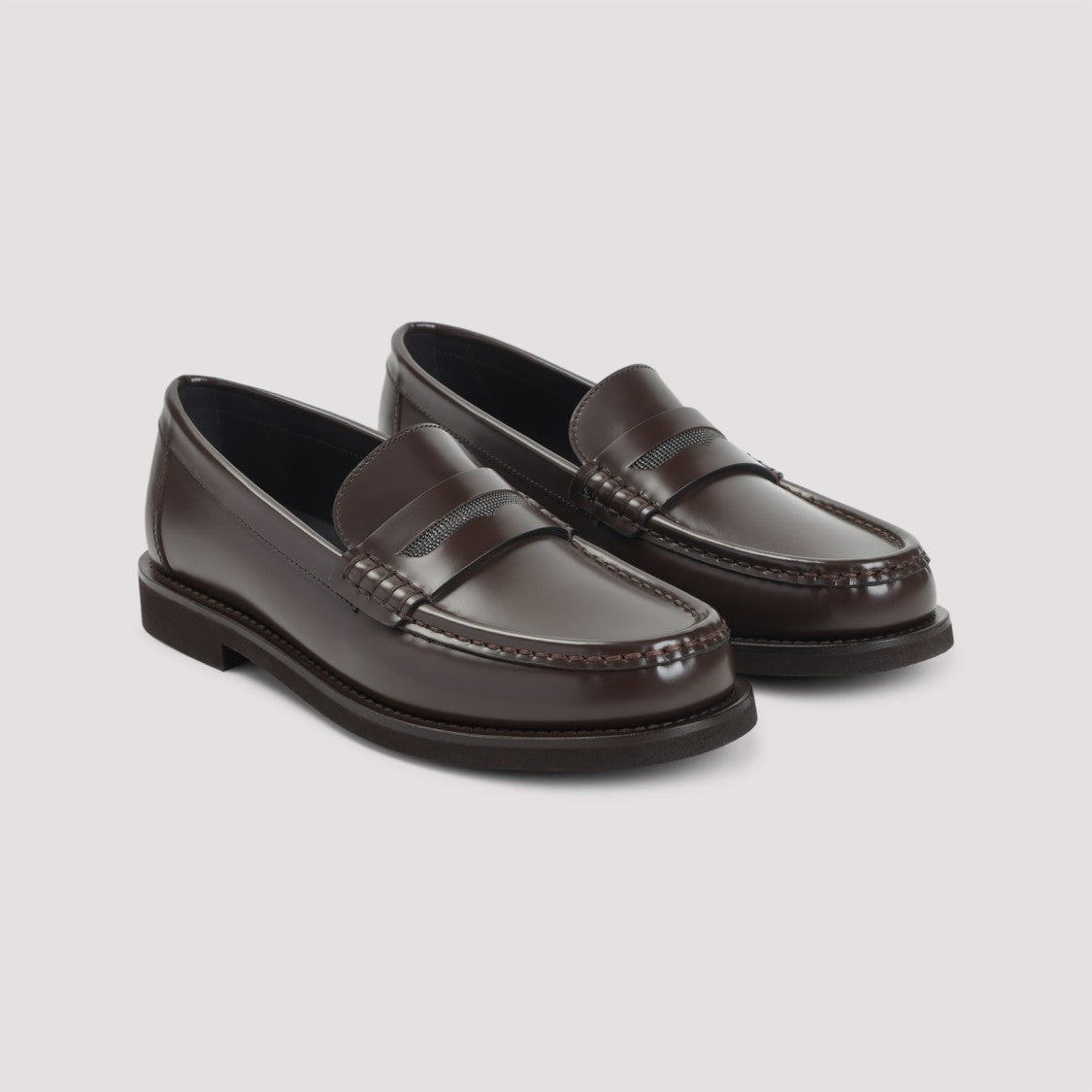 Brunello Cucinelli Dark Brown Leather Loafers