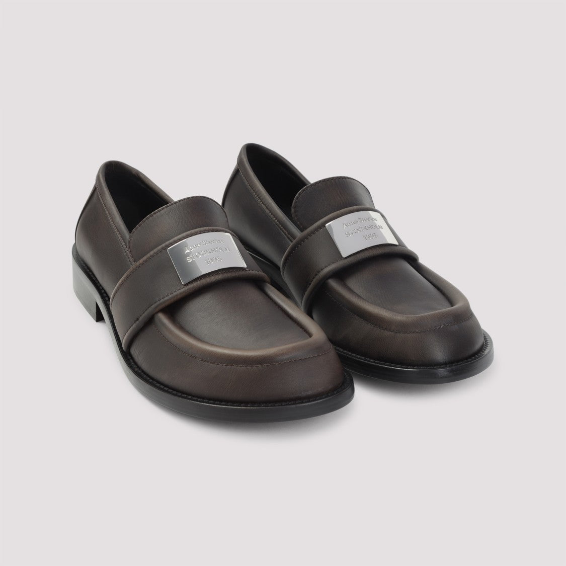 Acne Studios Brown Brushed Nylon Loafers With Silver-Tone Detailing