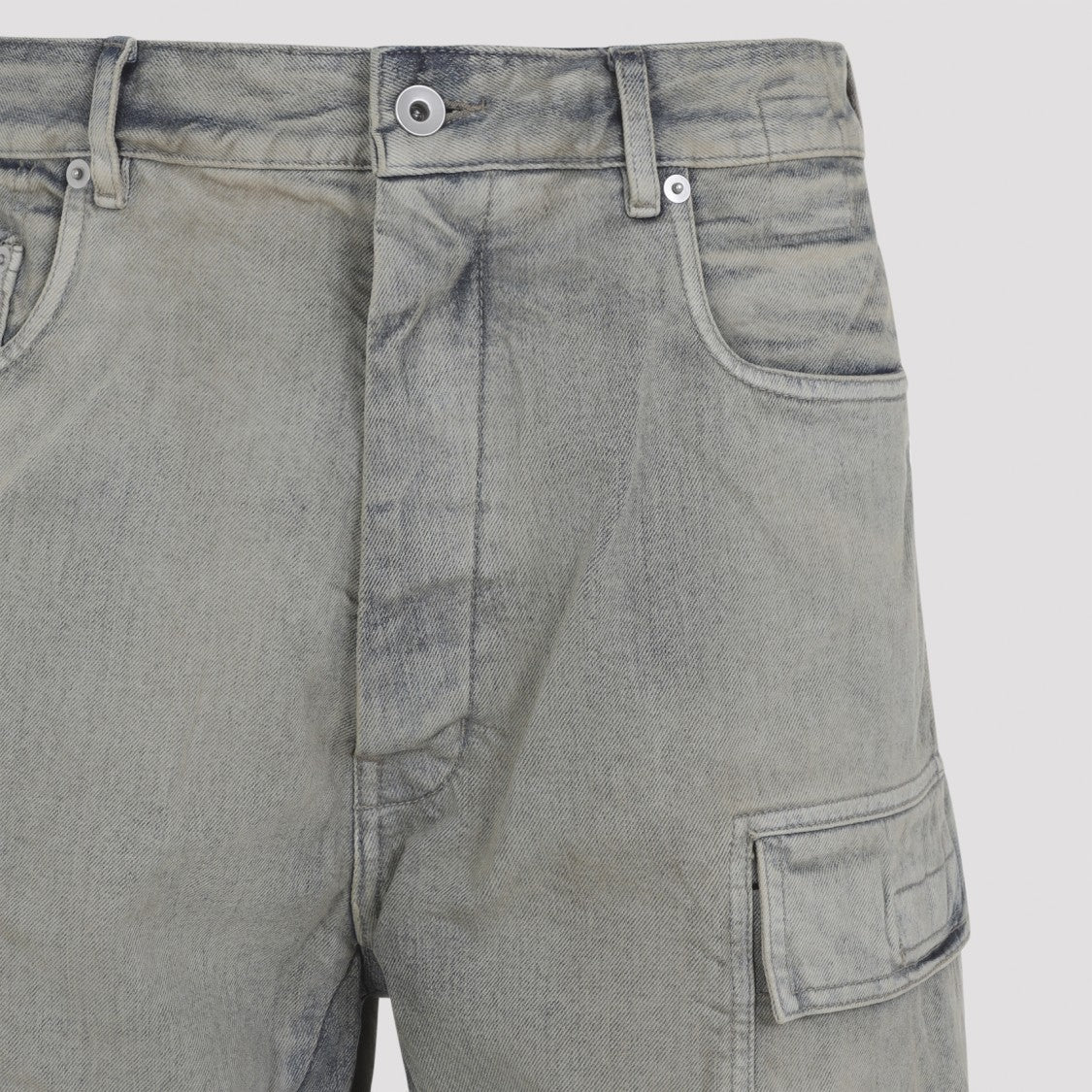 Drkshdw By Rick Owens Mineral Blue Cotton Double Cargo Jeans
