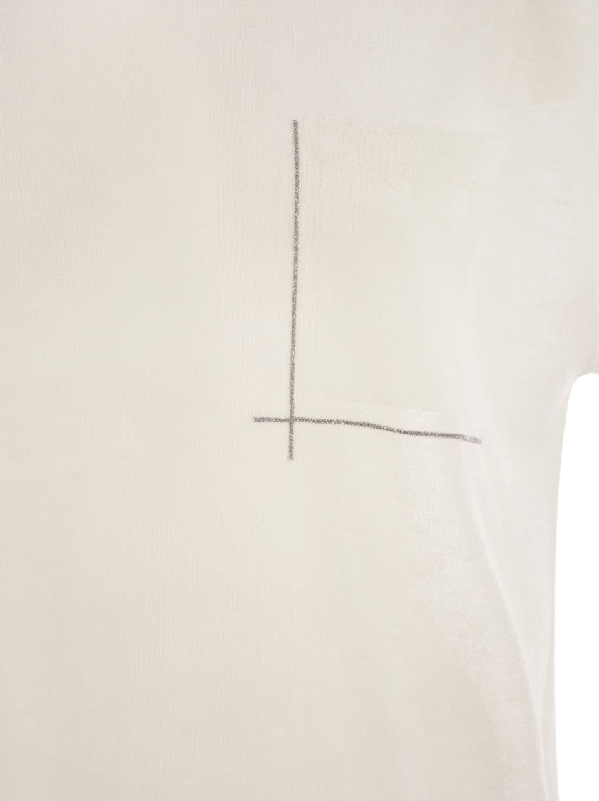 Brunello Cucinelli Linen-Blend T-Shirt With Shiny Pocket Detail