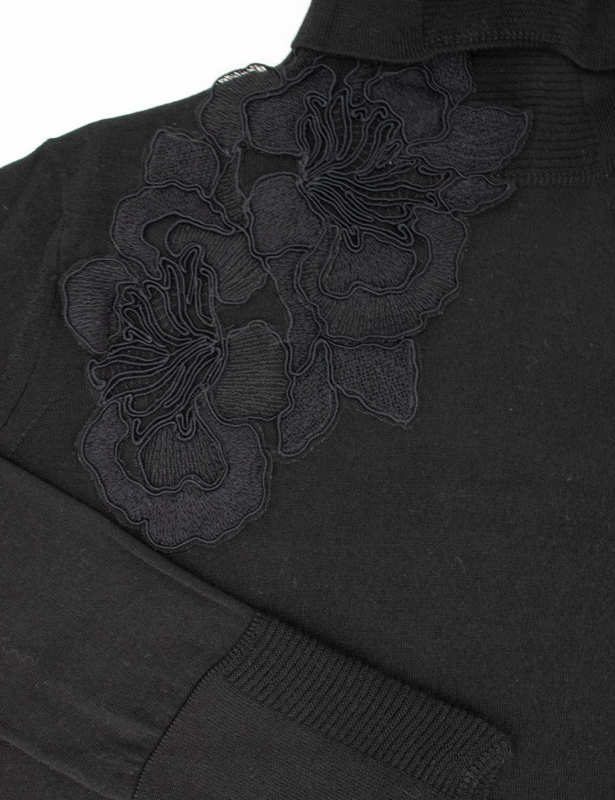 Ermanno Scervino Turtleneck Wool Jumper With Floral Lace Detail