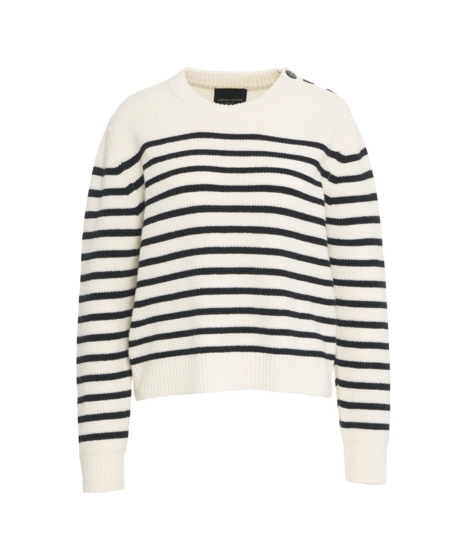 Roberto Collina Horizontal Stripe Knit Sweater With Ribbed Details