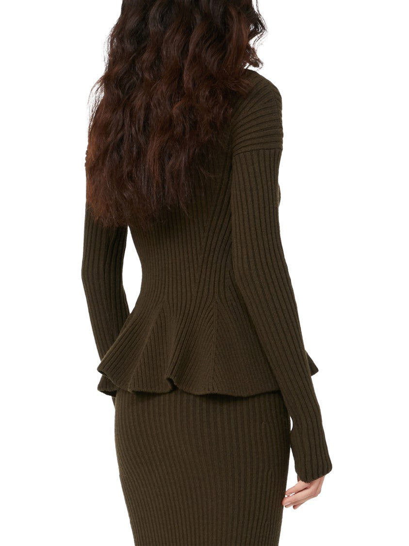 Max Mara Ribbed Knit Sweater With Peplum Hem
