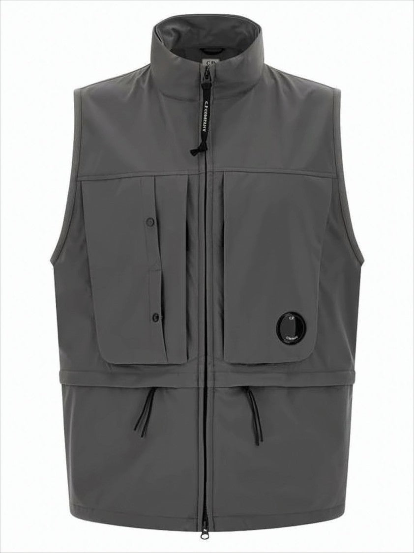 C.P. Company High Collar Sleeveless Vest With Adjustable Drawstrings