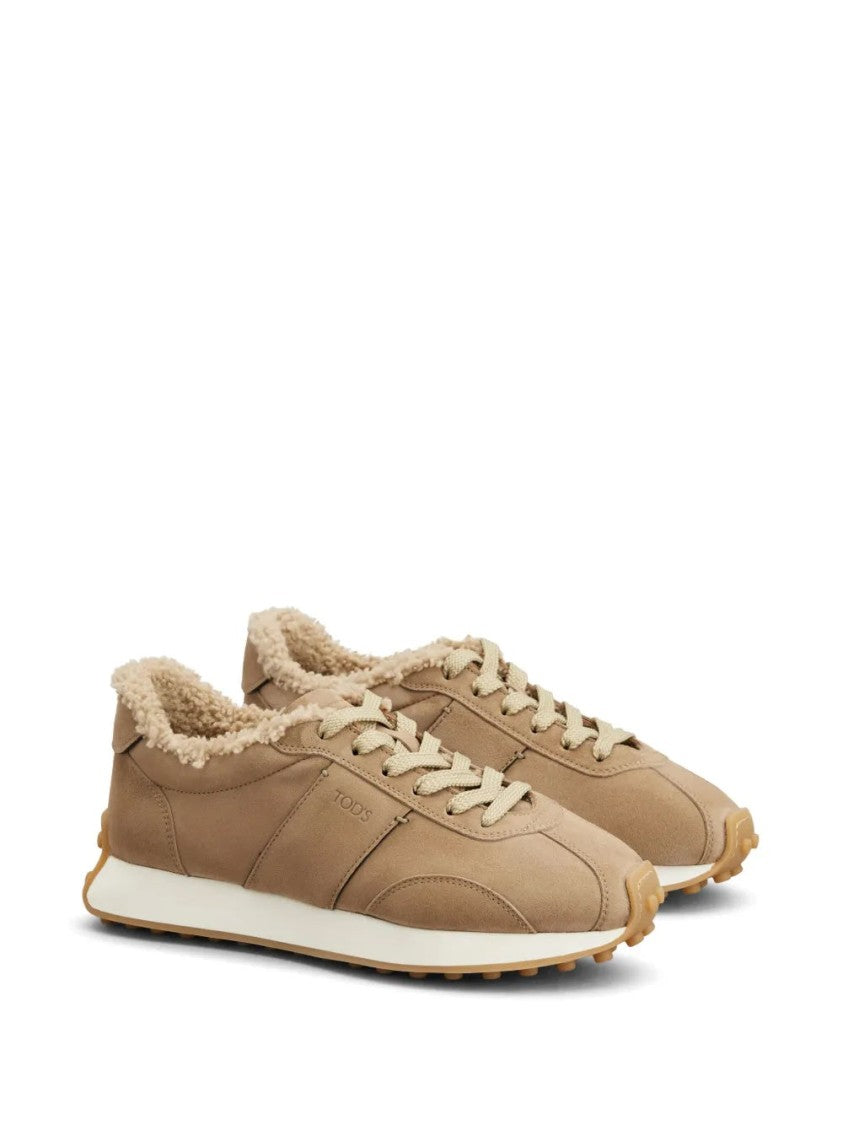 Tod's Brown Cow Leather Trainers With Plush Lining