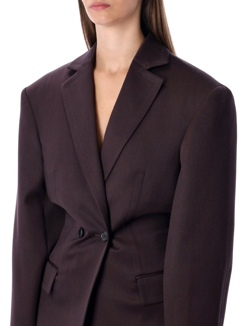 Magda Butrym Db Breast Fitted Blazer Burgundy