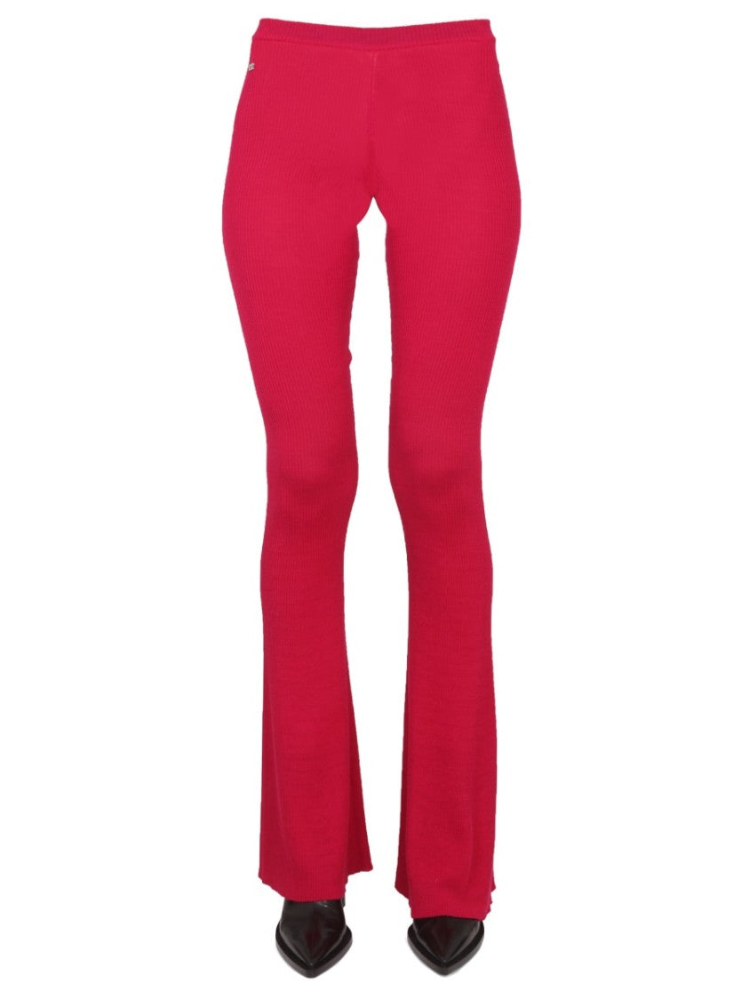 Dsquared2 Ribbed Flare Pants With Elastic Waistband