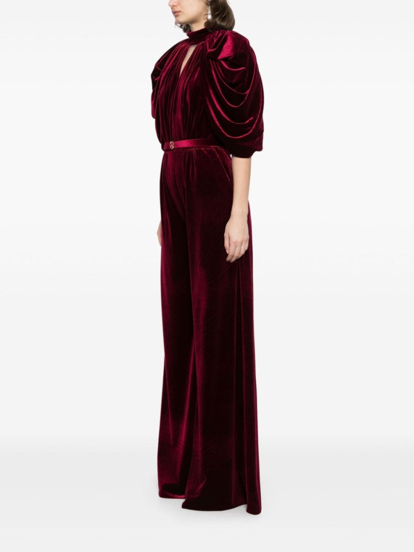 Saiid Kobeisy Jet Black Velvet Jumpsuit