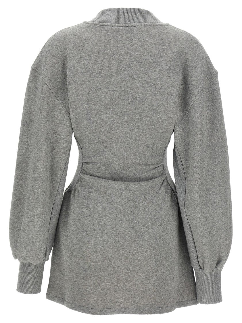 The Attico V-Neck Fleece Mini Dress